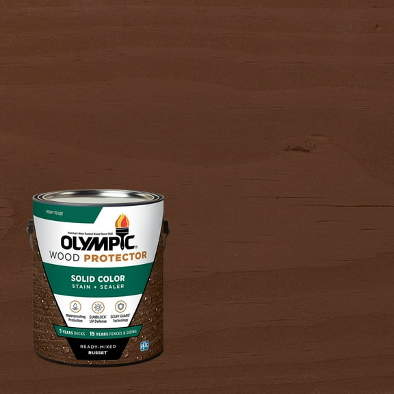 Olympic 1 Gallon SC-1069 Russet Exterior Solid Wood Protector Stain Plus Sealer in One