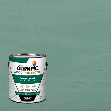 Olympic 1 Gallon SC-1074 Shipmate Blue Exterior Solid Wood Protector Stain Plus Sealer in One