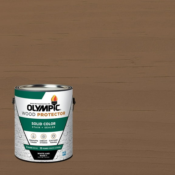 Olympic 1 Gallon SC-1082 Tanglewood Exterior Solid Wood Protector Stain Plus Sealer in One