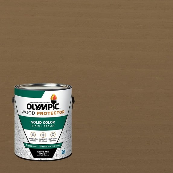 Olympic 1 Gallon SC-1083 Taupe Exterior Solid Wood Protector Stain Plus Sealer in One