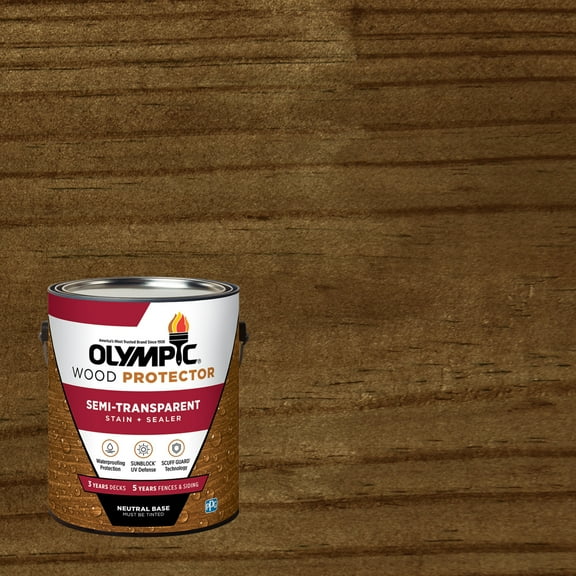 Olympic 1 Gallon ST-2002 Black Walnut Exterior Semi-Transparent Wood Protector Stain Plus Sealer in One