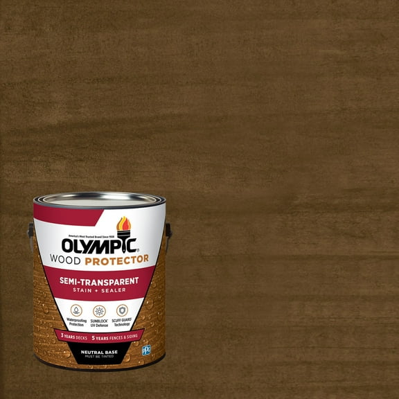 Olympic 1 Gallon ST-2012 Dark Oak Exterior Semi-Transparent Wood Protector Stain Plus Sealer in One