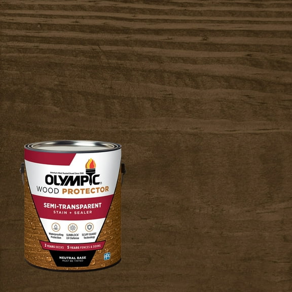 Olympic 1 Gallon ST-2015 Espresso Exterior Semi-Transparent Wood Protector Stain Plus Sealer in One