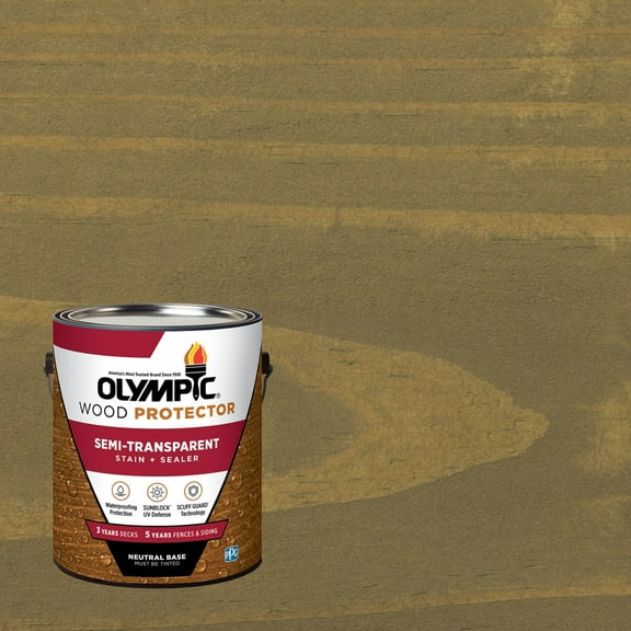 Olympic 1 Gallon ST-2025 Storm Gray Exterior Semi-Transparent Wood Protector Stain Plus Sealer in One