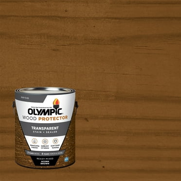 Olympic 1 Gallon Acorn Brown Transparent Exterior Wood Stain Plus Sealer in One