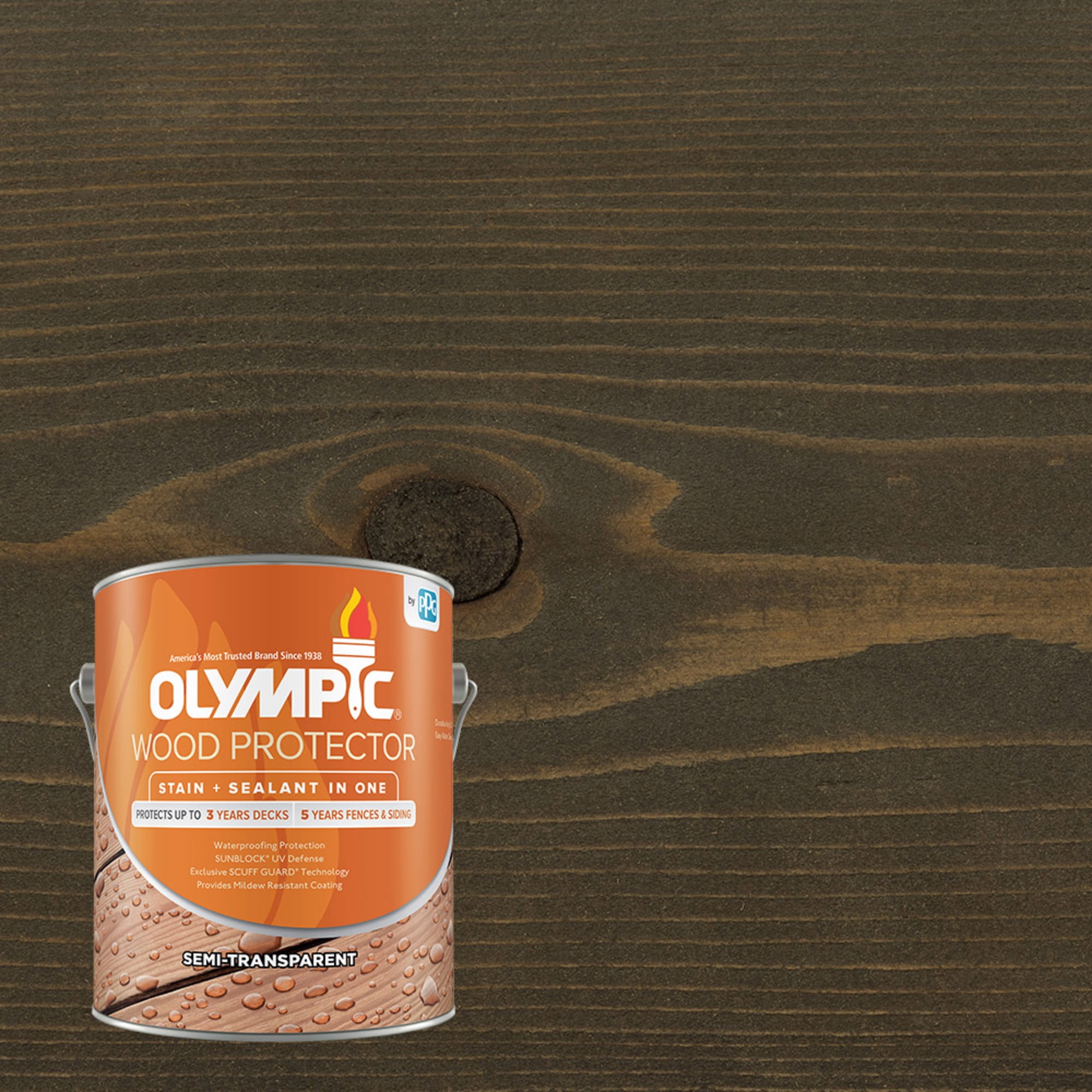 Olympic 1 Gallon Cinder Exterior SemiTransparent Wood Protector Stain