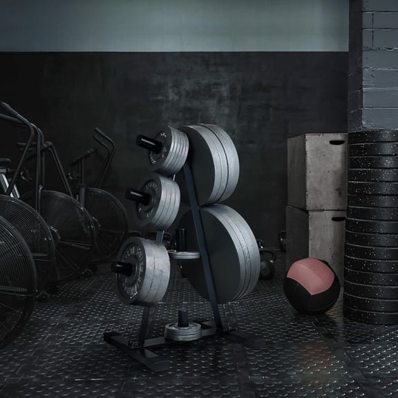 Olympic 2-Inch Weight Plate Rack, Heavy Duty Storage Stand for Olympic Barbell Plates, Space-Saving Organizer for Home Gym Fitness & Strength Training