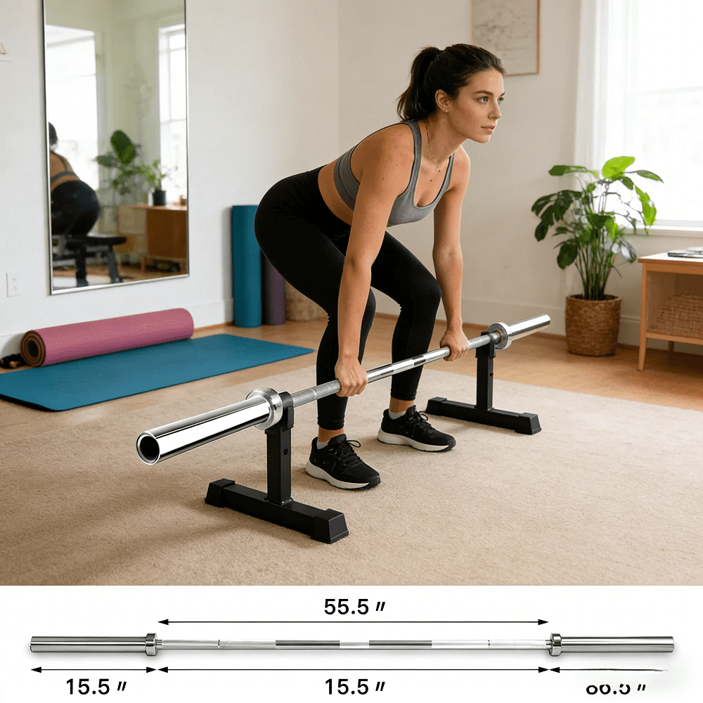 Olympic Barbell 7.2Ft 700 Lb Capacity Solid Steel Chrome Knurled Grip Weight Plates Rubber Bumper 2 Inch Insert Home Gym Fitness Weightlifting Strength Training Exercise Workout Equipment