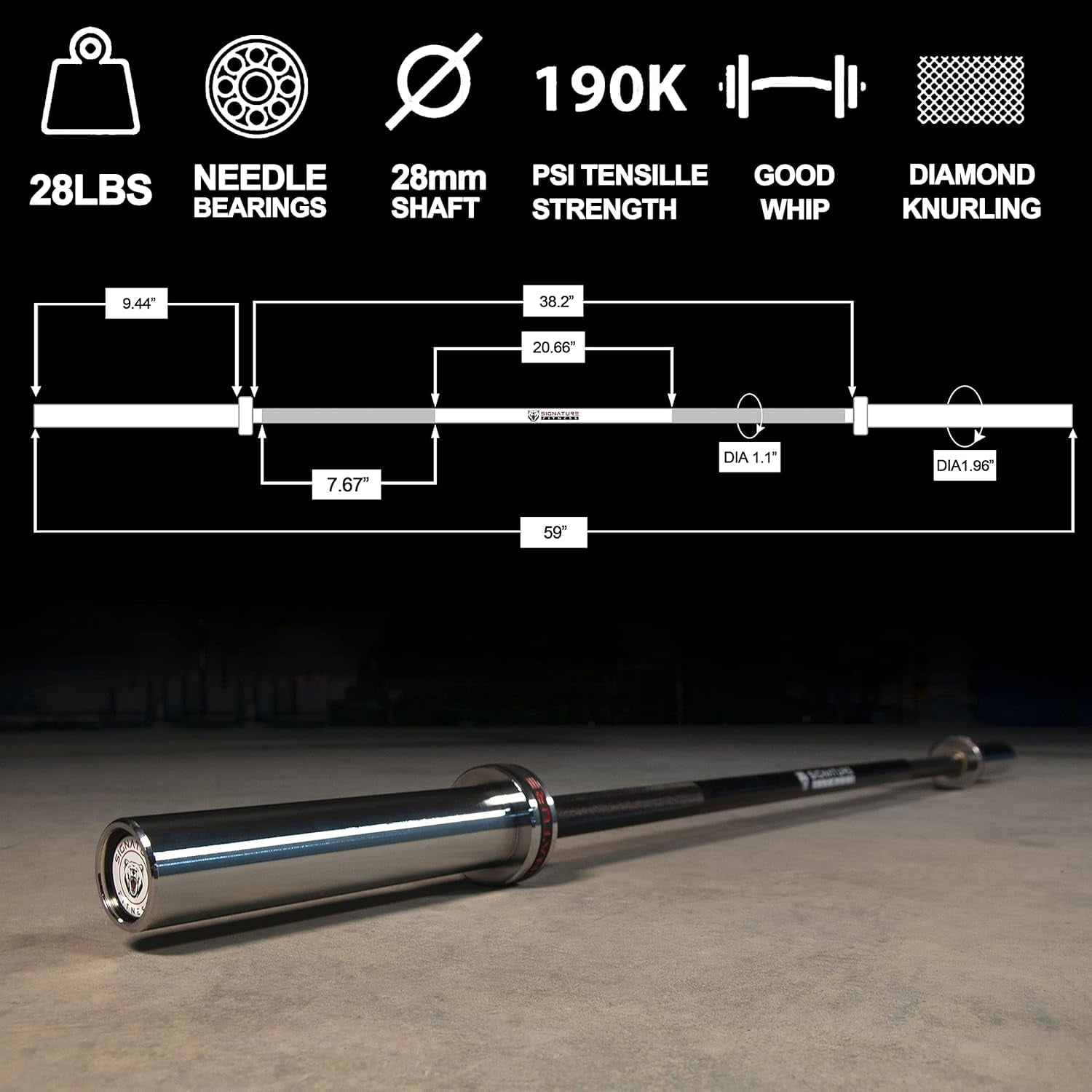 Barbell  for Power Lifting and Weightlifting, 700 Pound Capacity, 2 Inch Diameter