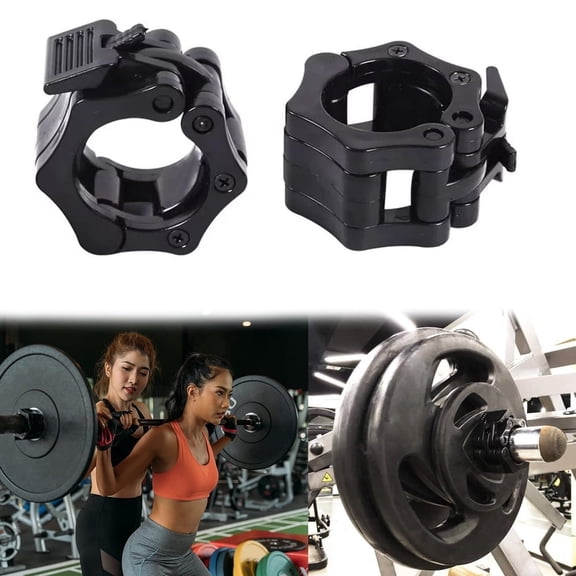 ManYmbyan Durable Gym Olympic Barbell Clips - 1 Inch Pair Quick Release Non Slip Locking Weight Clamps, Black