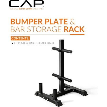Olympic Bumper Plate Tree Rack with 4 Weight Plate Posts and 2 Barbell Storage Holders | Multiple Colors