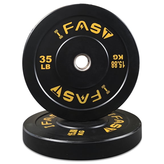 Olympic Bumper Weight Plates Rubber Plates with 2-Inch Steel Insert, 35LB Pair, for Olympic Barbell Bars