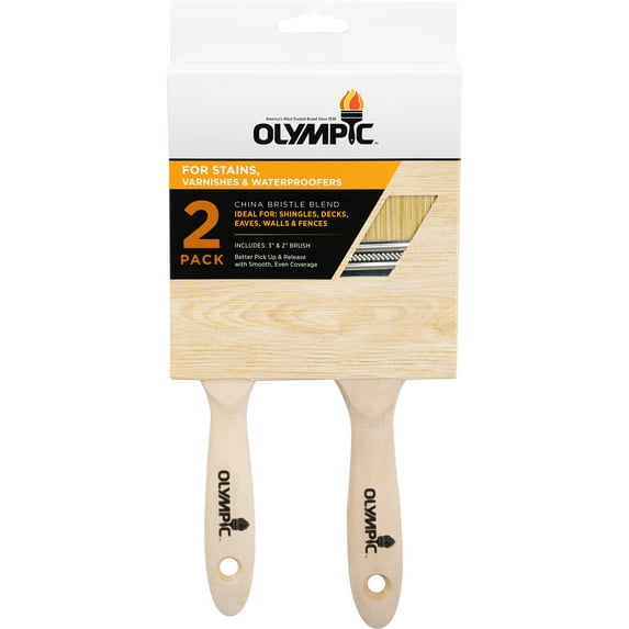 Olympic China Bristle Blend Deck Brush for All Stain Types, 2 & 3" Combo Pack