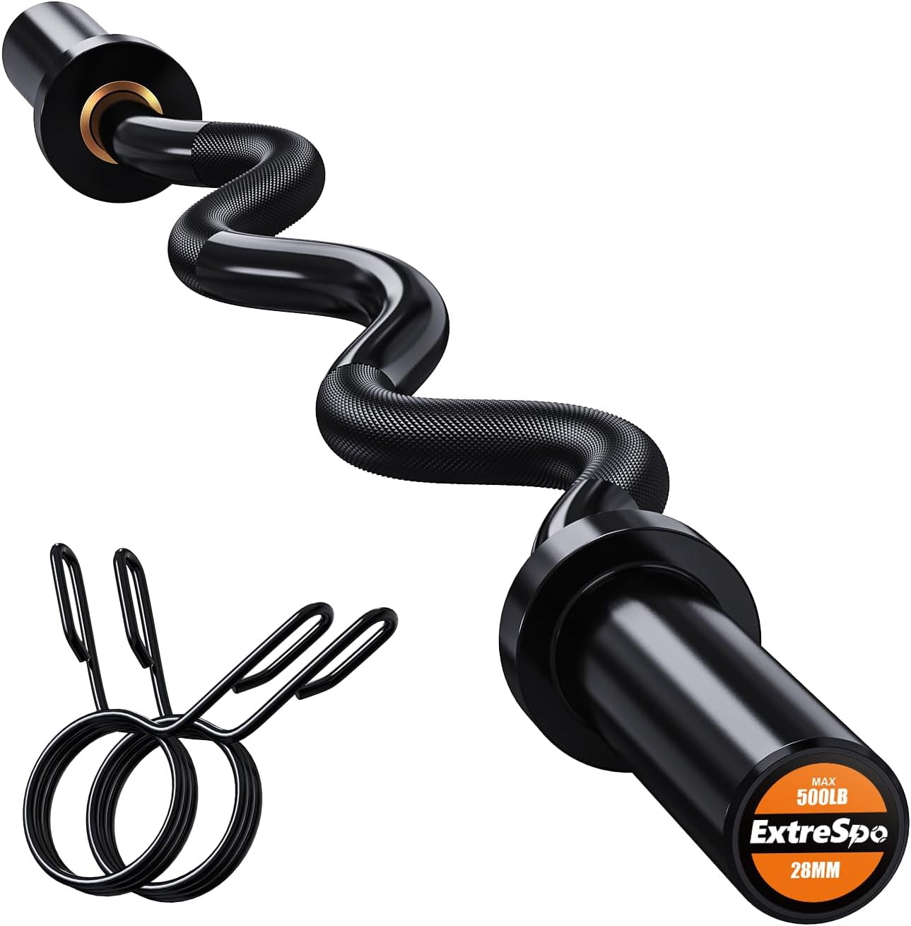 Olympic EZ Curl Barbell Bar, 47" EZ Curl Bar for Weight Lifting, Biceps, triceps, Back/Leg Muscle Group exercise,Chrome Curling Bar for 2 Inch Weight Plates,with 2 Spring Collars