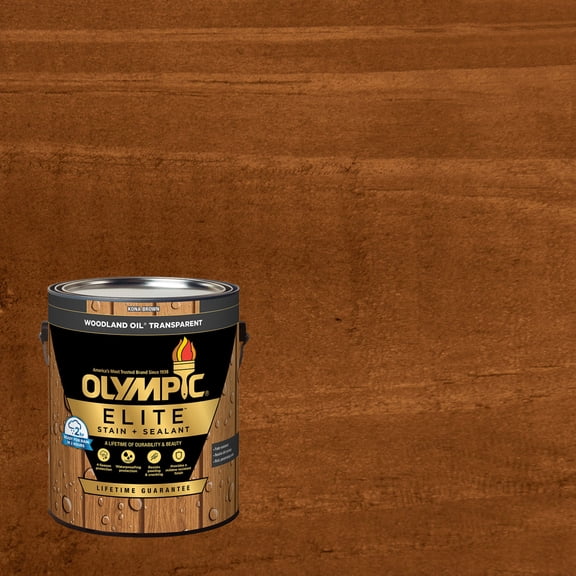 Olympic Elite 1 Gallon Kona Brown Woodland Oil Transparent Stain and Sealer in One Low VOC