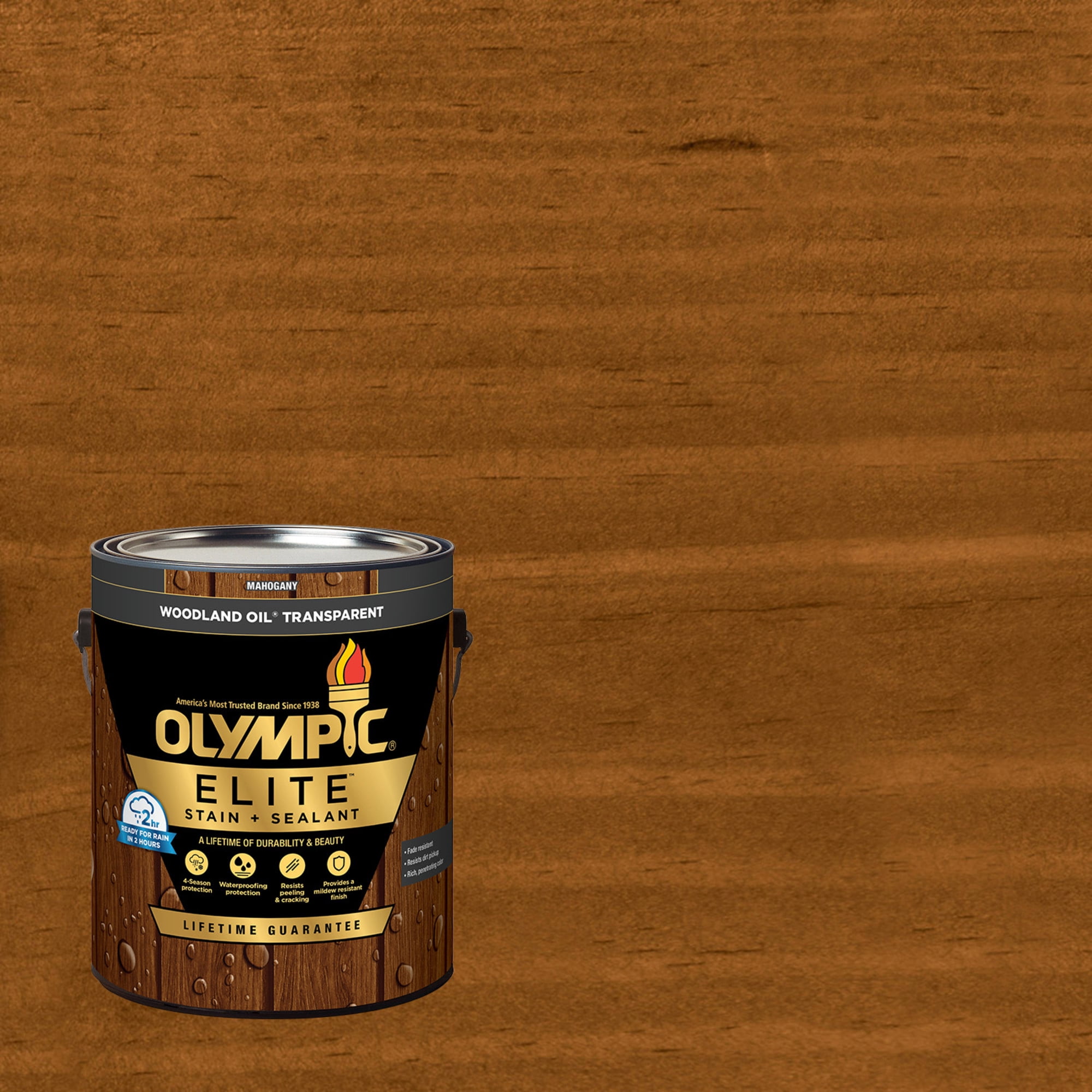 Olympic Elite Woodland Mahogany Oil Stain &amp; Sealant, Weather Protector ...