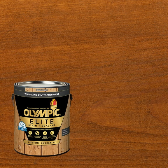 Olympic Elite 1 Gallon Mountain Cedar Woodland Oil Transparent Stain and Sealer in One Low VOC