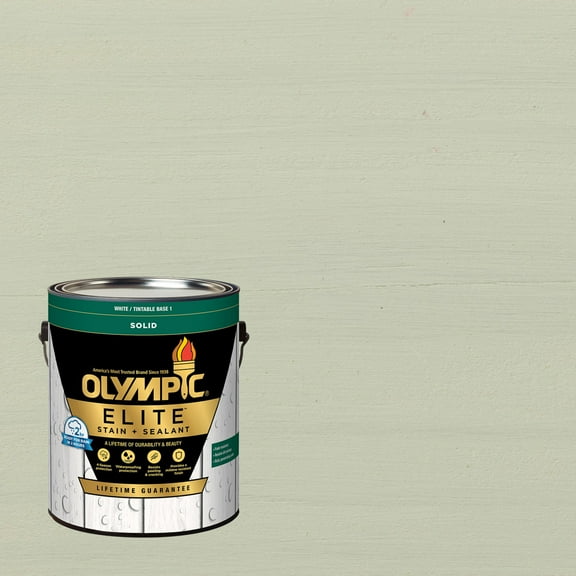 Olympic Elite 1 Gallon SC-1007 Avalanche Solid Advanced Exterior Stain and Sealer in One