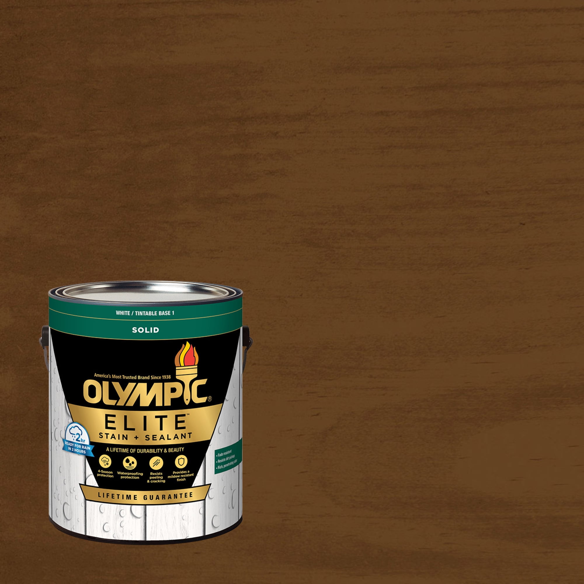 Olympic Elite 1 Gallon SC-1010 Butternut Solid Advanced Exterior Stain and Sealer in One