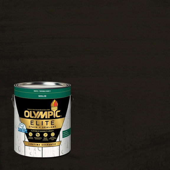 Olympic Elite 1 Gallon SC-1028 Ebony Solid Advanced Exterior Stain and Sealer in One