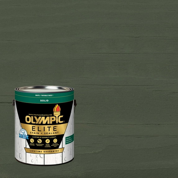 Olympic Elite 1 Gallon SC-1029 Ebony Gray Solid Advanced Exterior Stain and Sealer in One