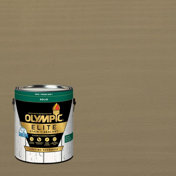 Olympic Elite 1 Gallon SC-1041 Jefferson Tan Solid Advanced Exterior Stain and Sealer in One
