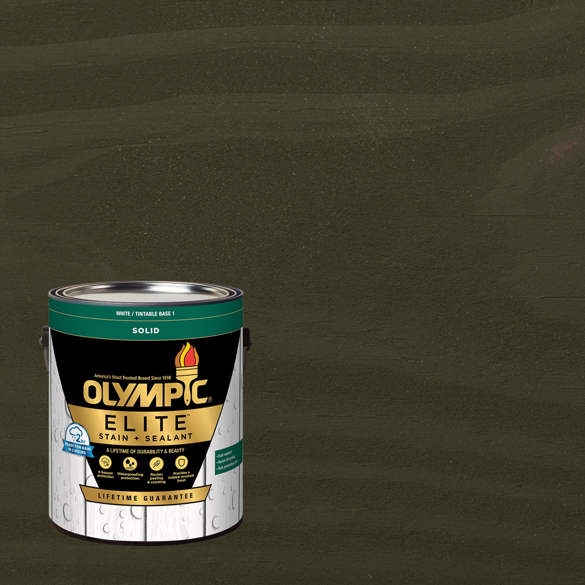 Olympic Elite 1 Gallon SC-1042 Licorice Solid Advanced Exterior Stain and Sealer in One