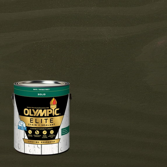 Olympic Elite 1 Gallon SC-1042 Licorice Solid Advanced Exterior Stain and Sealer in One