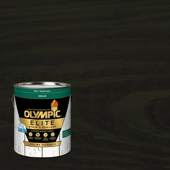 Olympic Elite 1 Gallon SC-1050 Mystic Black Solid Advanced Exterior Stain and Sealer in One