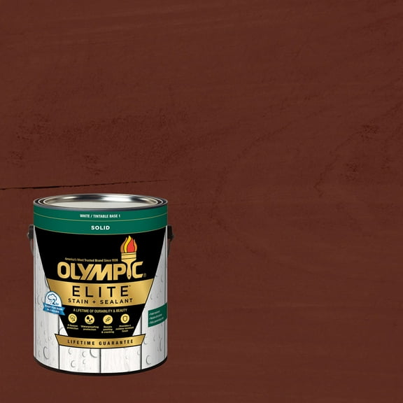 Olympic Elite 1 Gallon SC-1052 Deep Redwood Solid Advanced Exterior Stain and Sealer in One