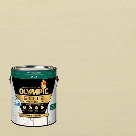 Olympic Elite 1 Gallon SC-1055 Off White Solid Advanced Exterior Stain and Sealer in One