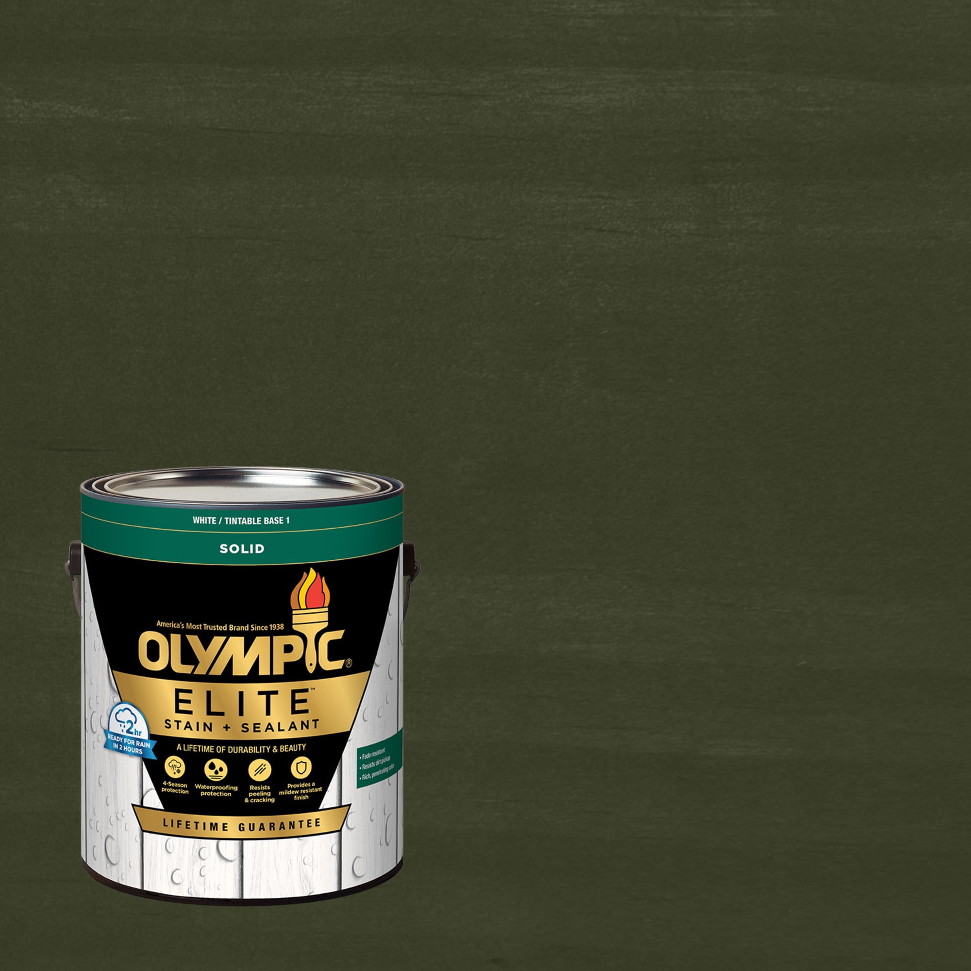 Olympic Elite 1 Gallon SC-1063  Pocono Pine Solid Advanced Exterior Stain and Sealer in One