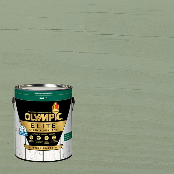 Olympic Elite 1 Gallon SC-1065 Powder Mill Solid Advanced Exterior Stain and Sealer in One