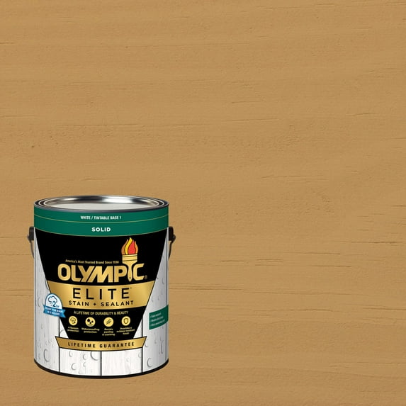 Olympic Elite 1 Gallon SC-1067 Rawhide Solid Advanced Exterior Stain and Sealer in One