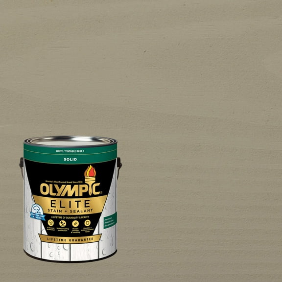 Olympic Elite 1 Gallon SC-1075 Silver Dollar Solid Advanced Exterior Stain and Sealer in One