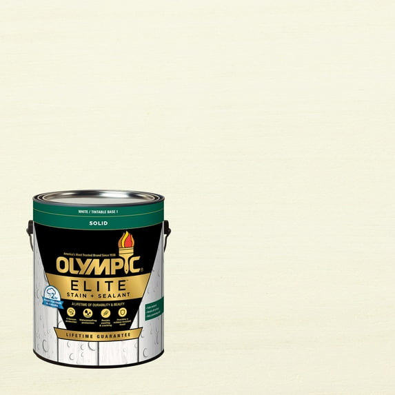Olympic Elite 1 Gallon SC-1087 White Solid Advanced Exterior Stain and Sealer in One