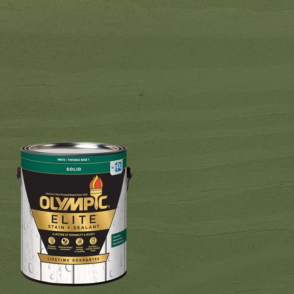 Olympic Elite 1 Gallon SC-1090 Woodland Green Solid Advanced Exterior Stain and Sealer in One