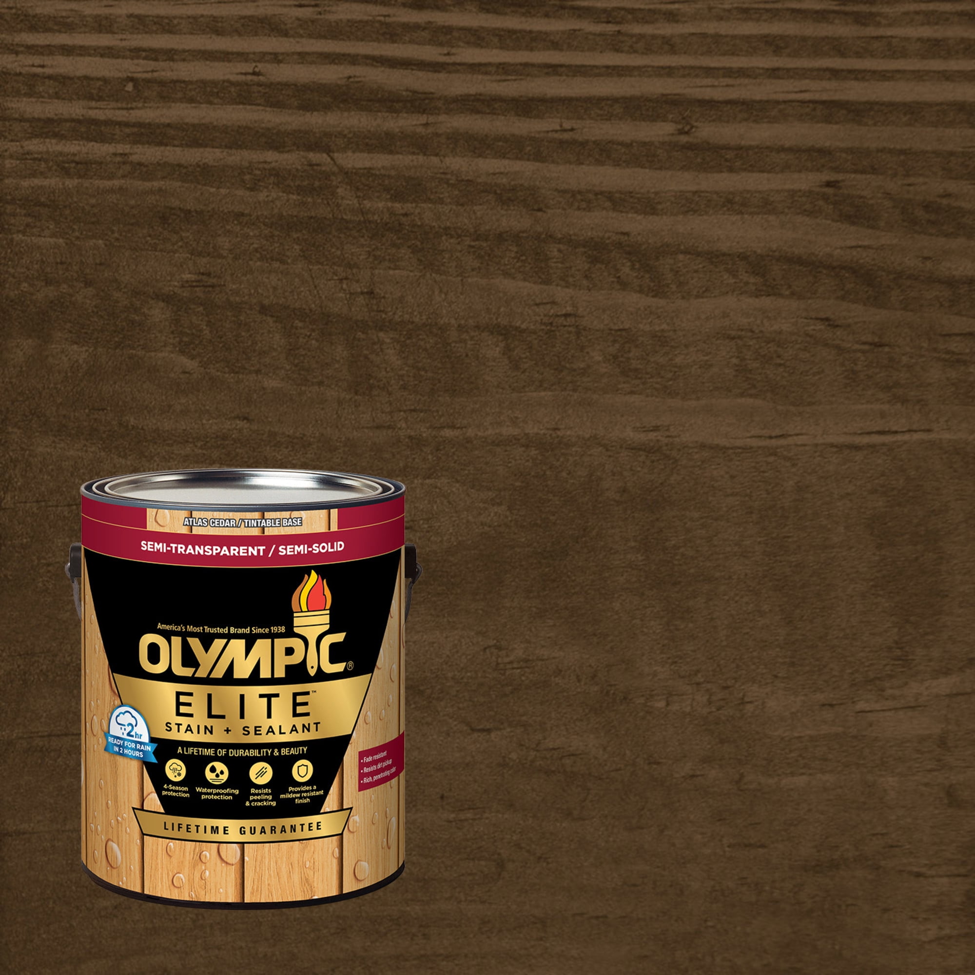 Olympic Elite 1 Gallon ST-2015 Espresso Semi-Transparent Exterior Stain and Sealer in One Low VOC