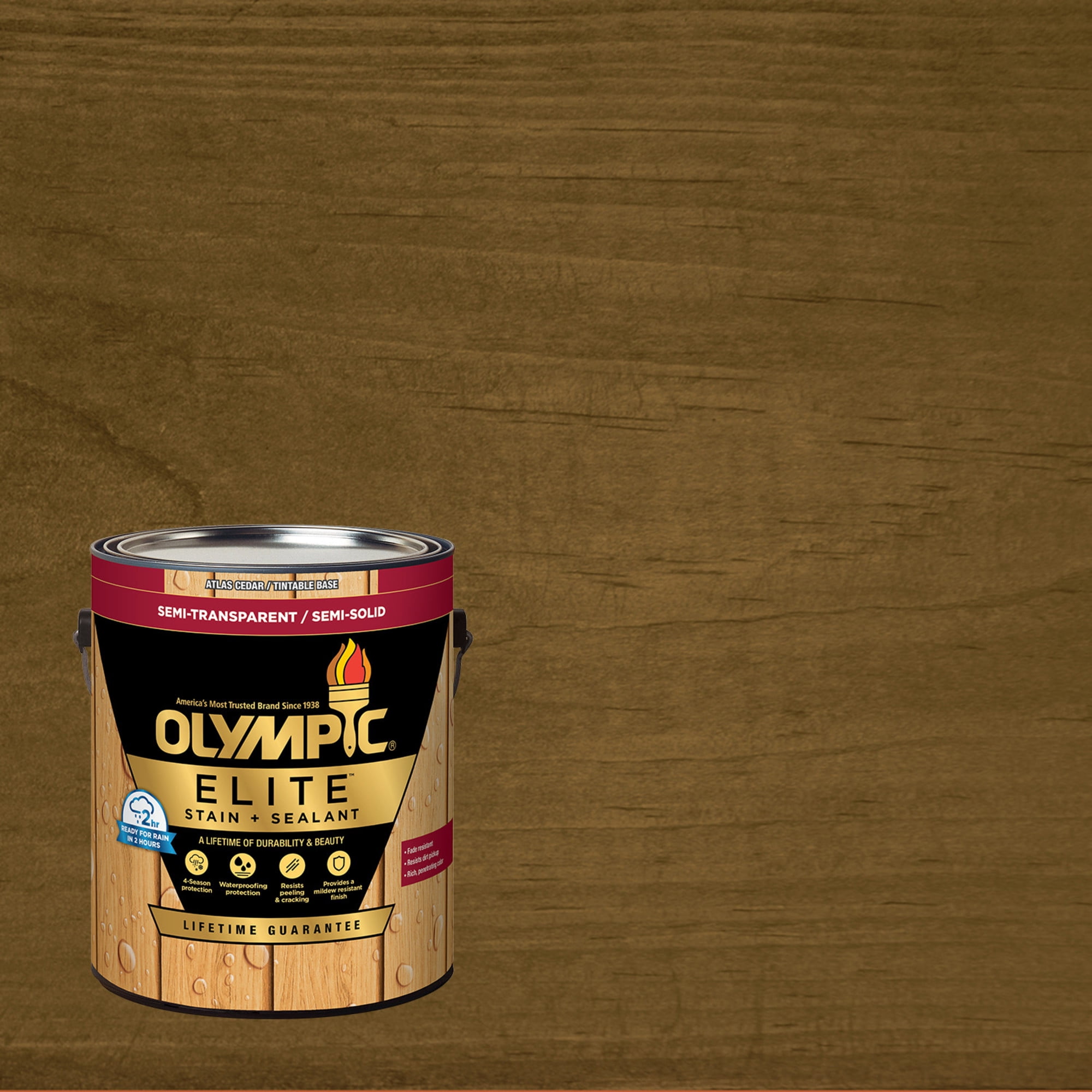 Olympic Elite 1 Gallon ST-2016 Light Mocha Semi-Transparent Exterior Stain and Sealer in One Low VOC