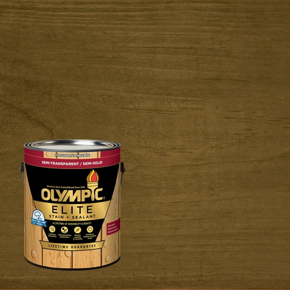 Olympic Elite 1 Gallon ST-2016 Light Mocha Semi-Transparent Exterior Stain and Sealer in One Low VOC