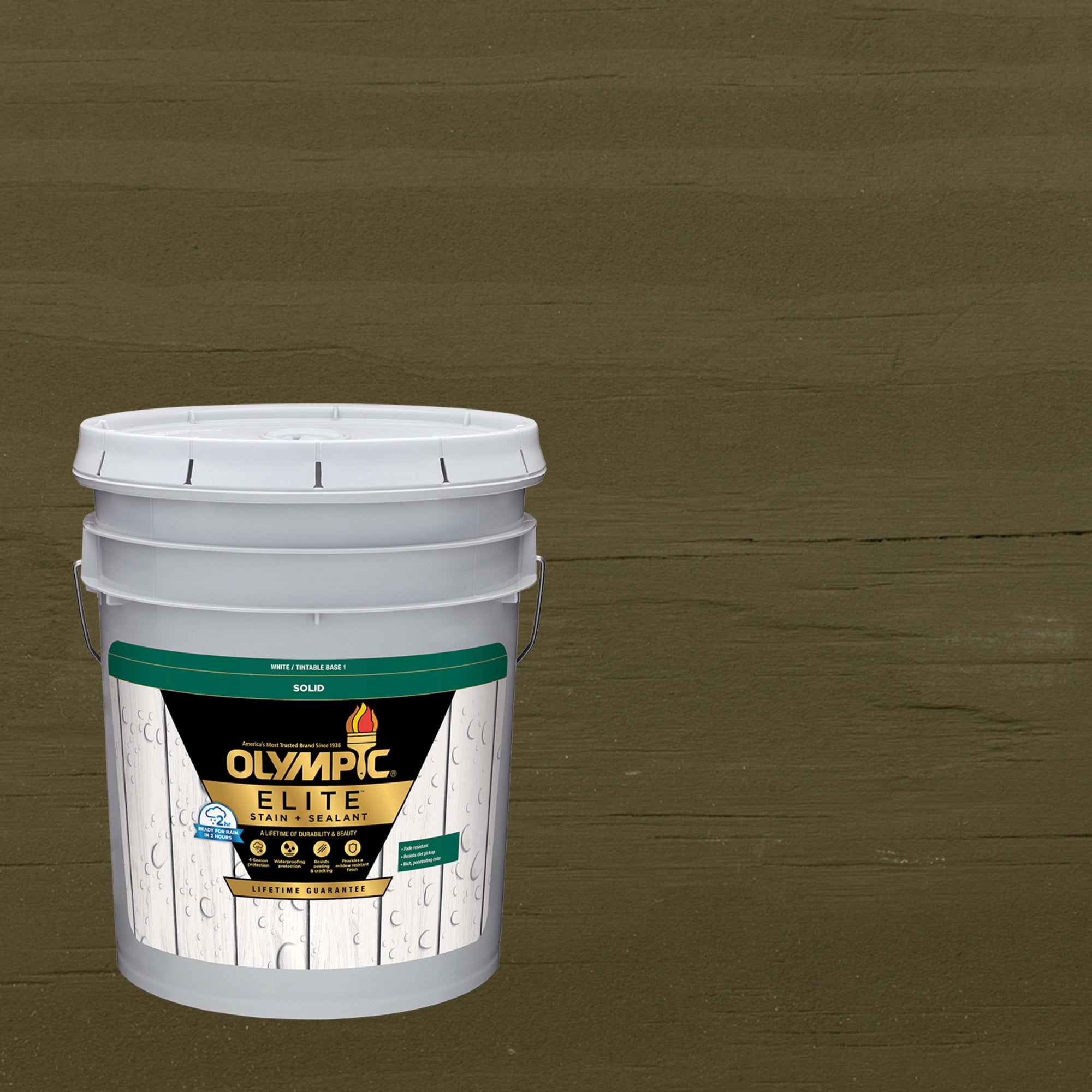 Olympic Elite 5 Gallons SC-1008 Bayberry Solid Advanced Exterior Stain and Sealer in One