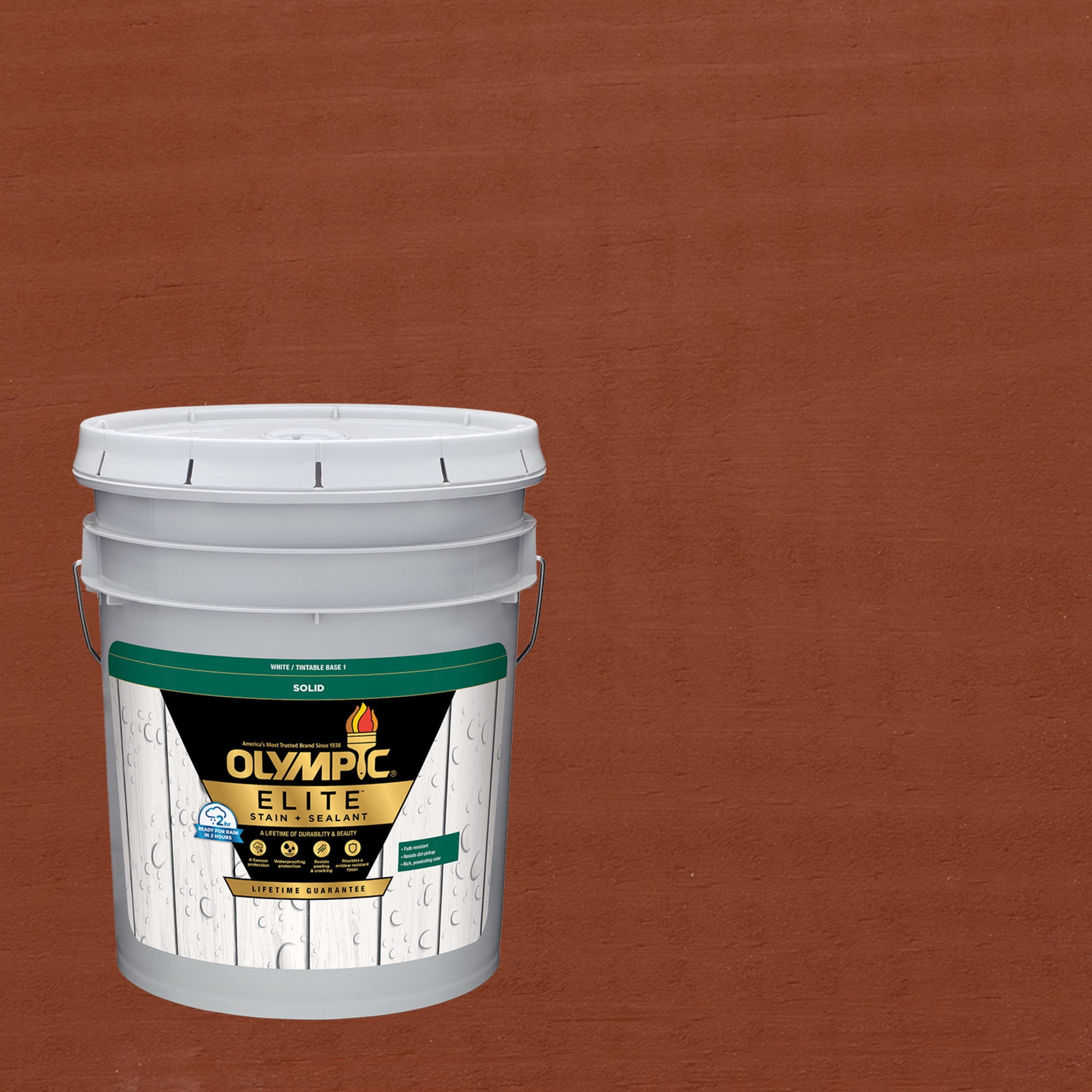 Olympic Elite 5 Gallons SC-1011 California Rustic Solid Advanced Exterior Stain and Sealer in One