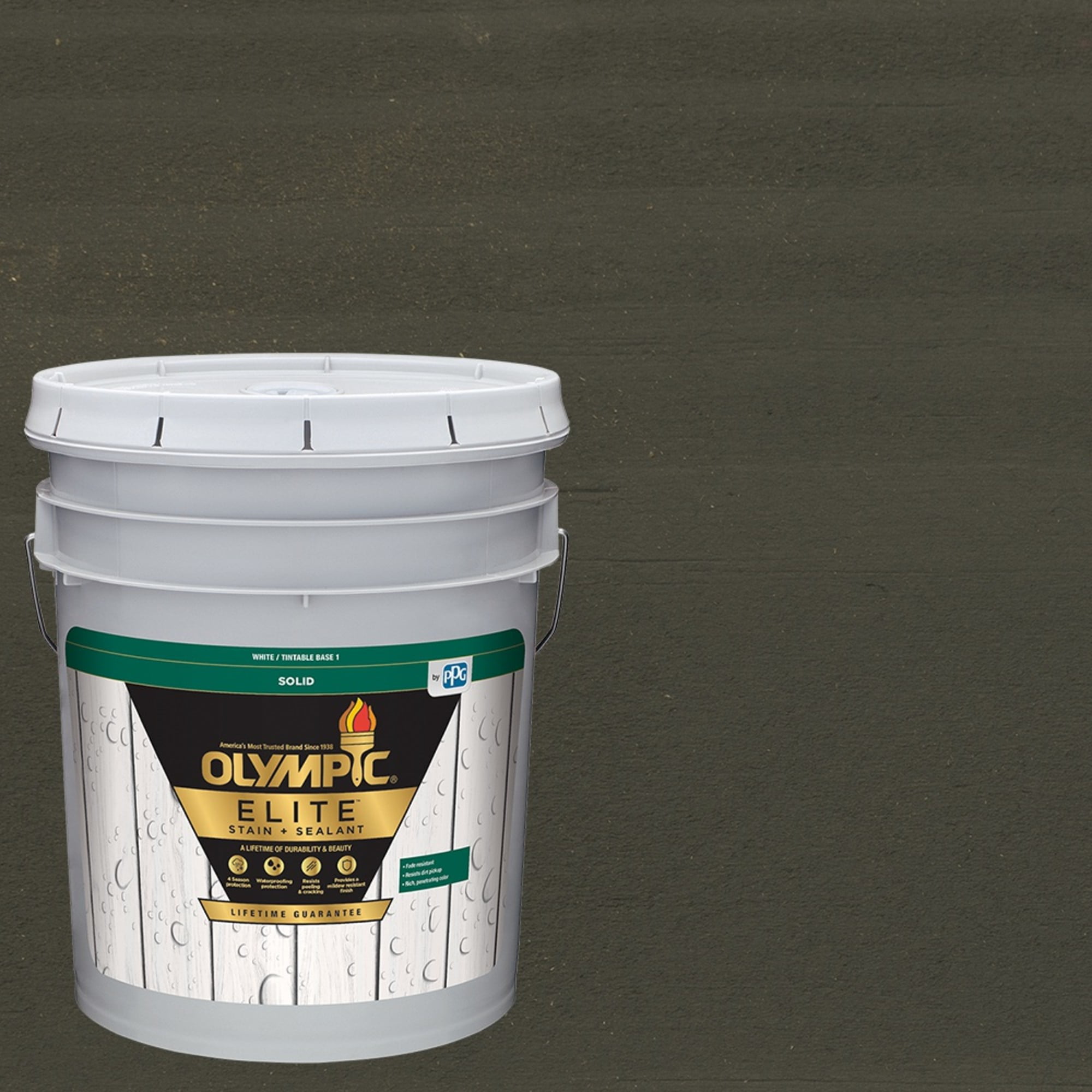 Olympic Elite 5 Gallons SC-1021 Corundum Solid Advanced Exterior Stain and Sealer in One