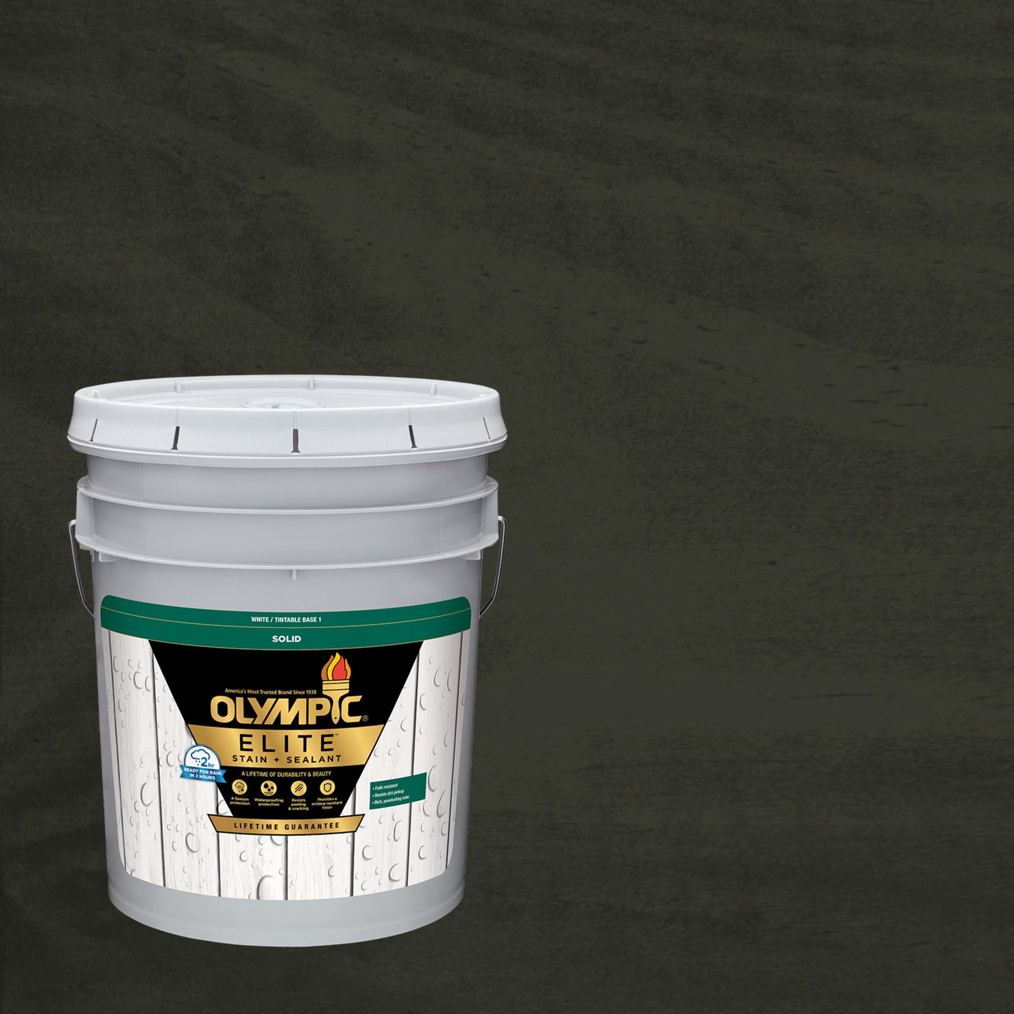 Olympic Elite 5 Gallons SC-1026 Deep Charcoal Solid Advanced Exterior Stain and Sealer in One
