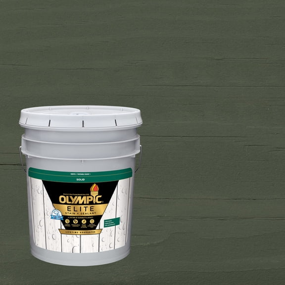 Olympic Elite 5 Gallons SC-1029 Ebony Gray Solid Advanced Exterior Stain and Sealer in One