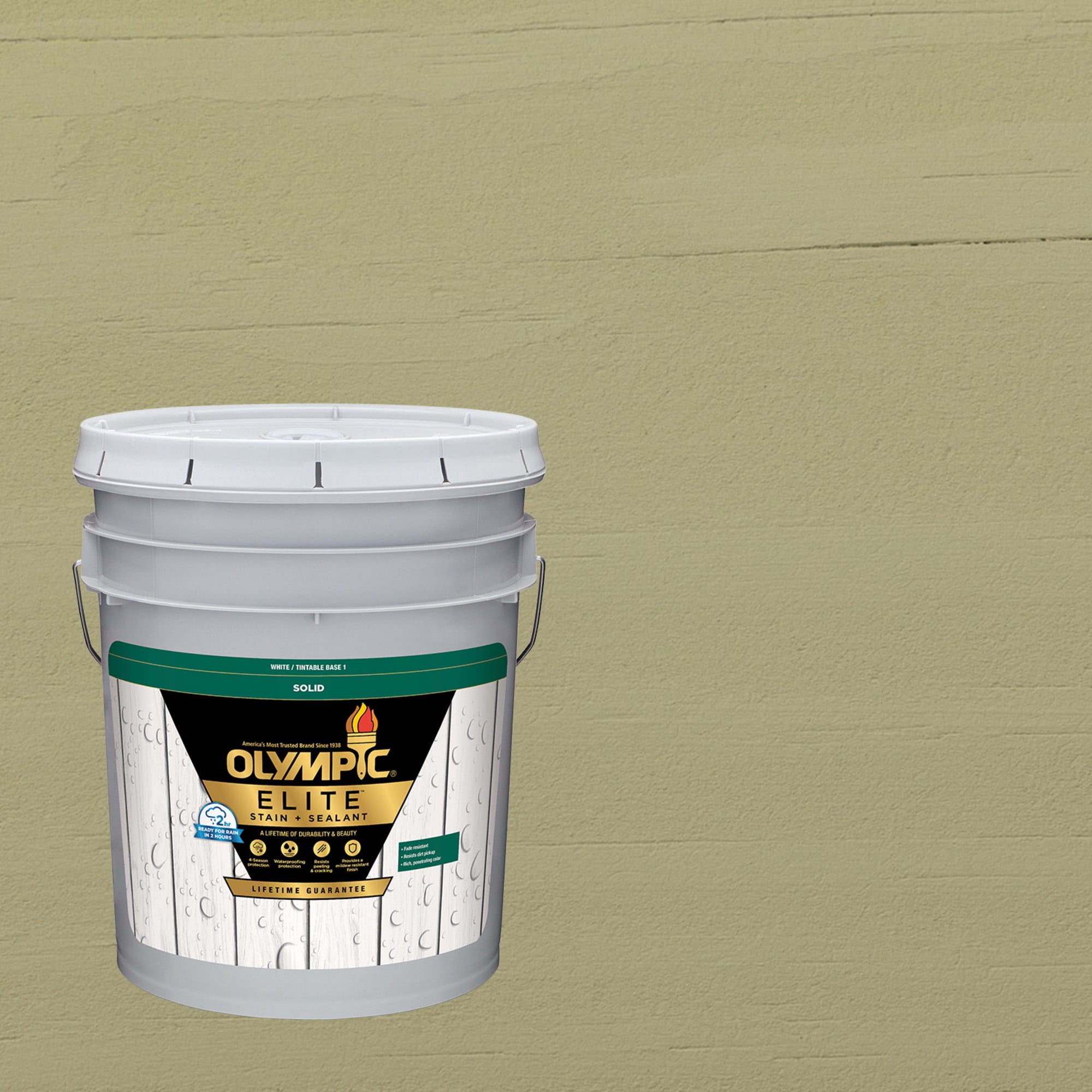 Olympic Elite 5 Gallons SC-1031 Eucalyptus Solid Advanced Exterior Stain and Sealer in One