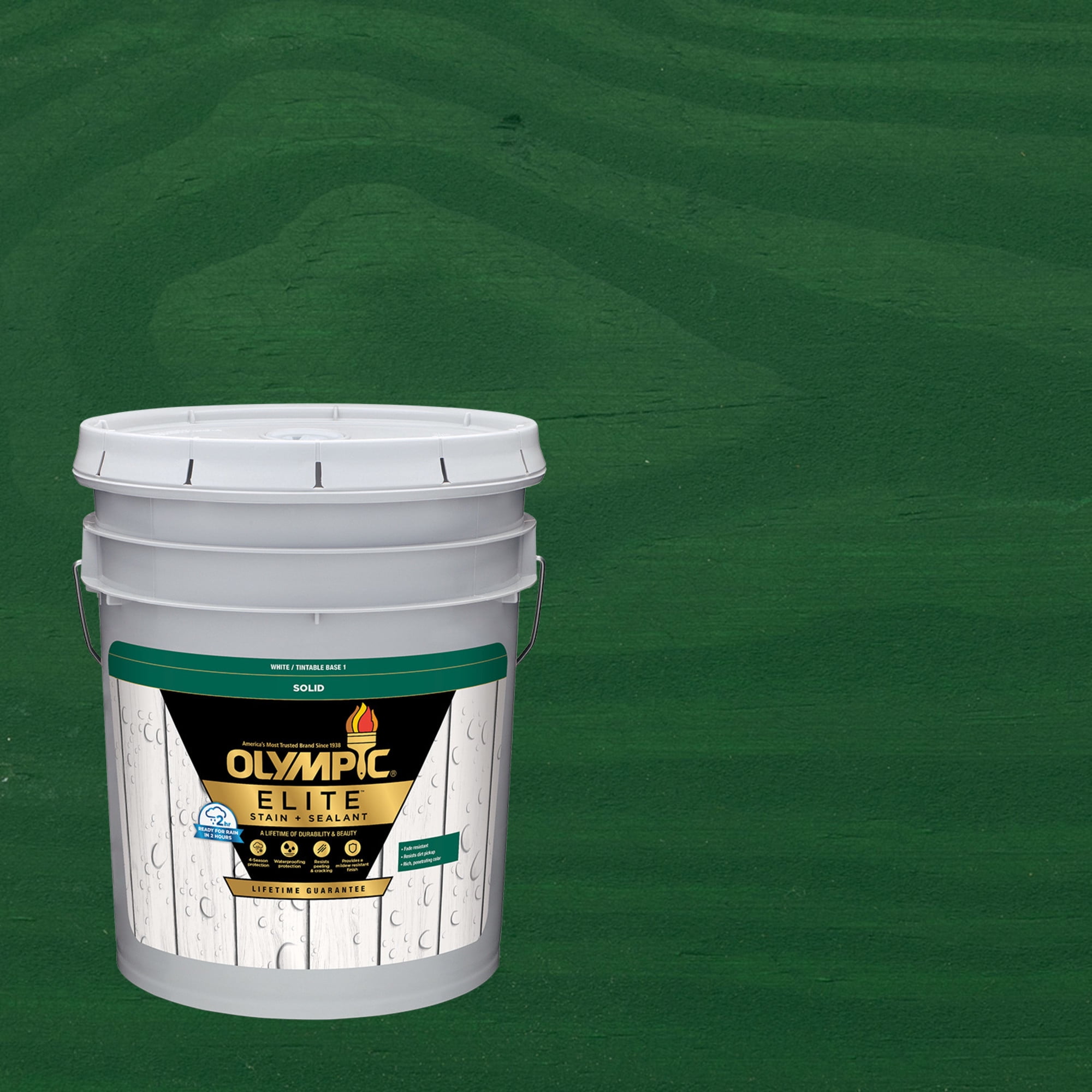 Olympic Elite 5 Gallons SC-1033 Forest Solid Advanced Exterior Stain and Sealer in One