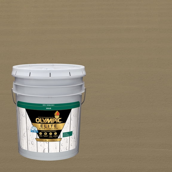 Olympic Elite 5 Gallons SC-1041 Jefferson Tan Solid Advanced Exterior Stain and Sealer in One