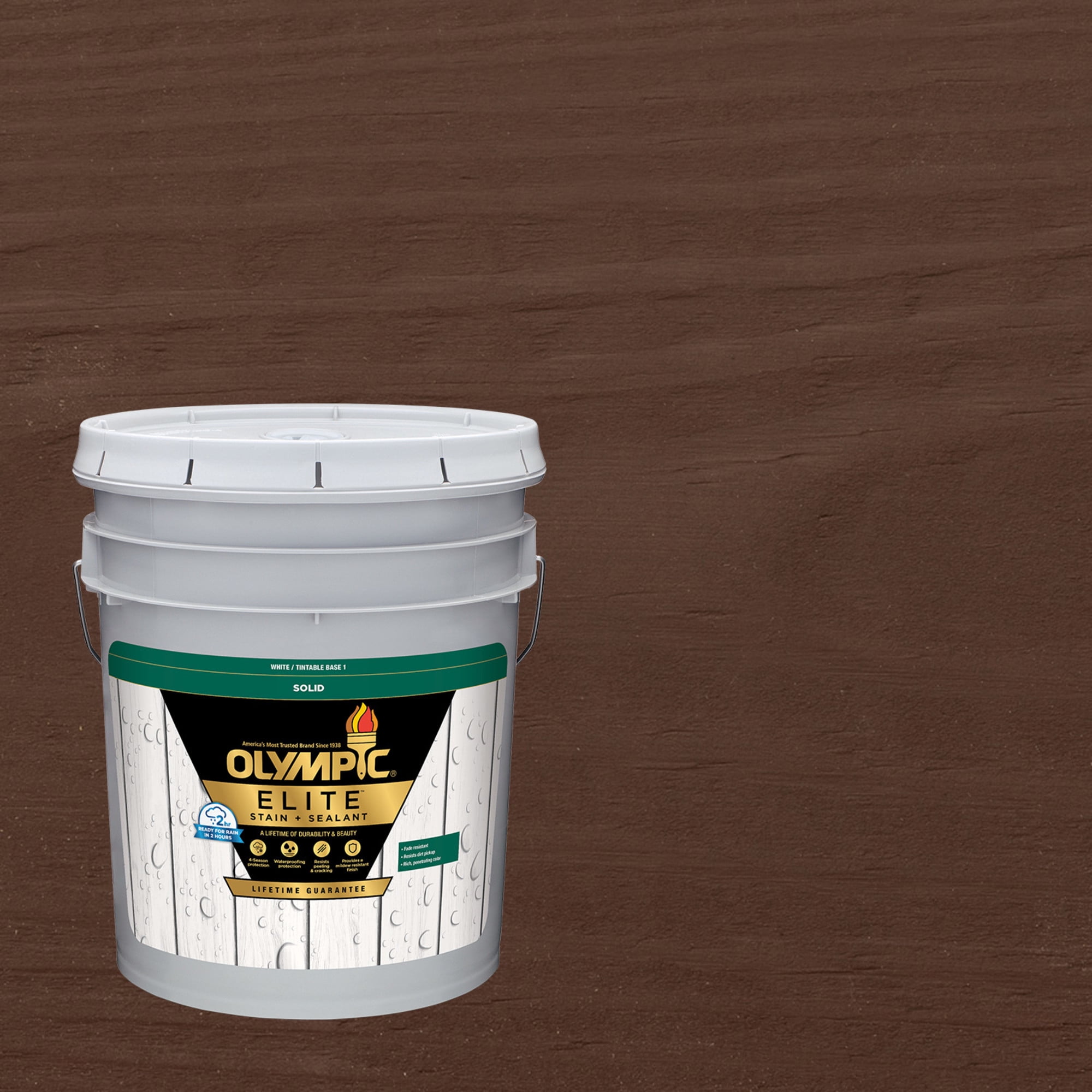 Olympic Elite 5 Gallons SC-1044 Mahogany Solid Advanced Exterior Stain and Sealer in One