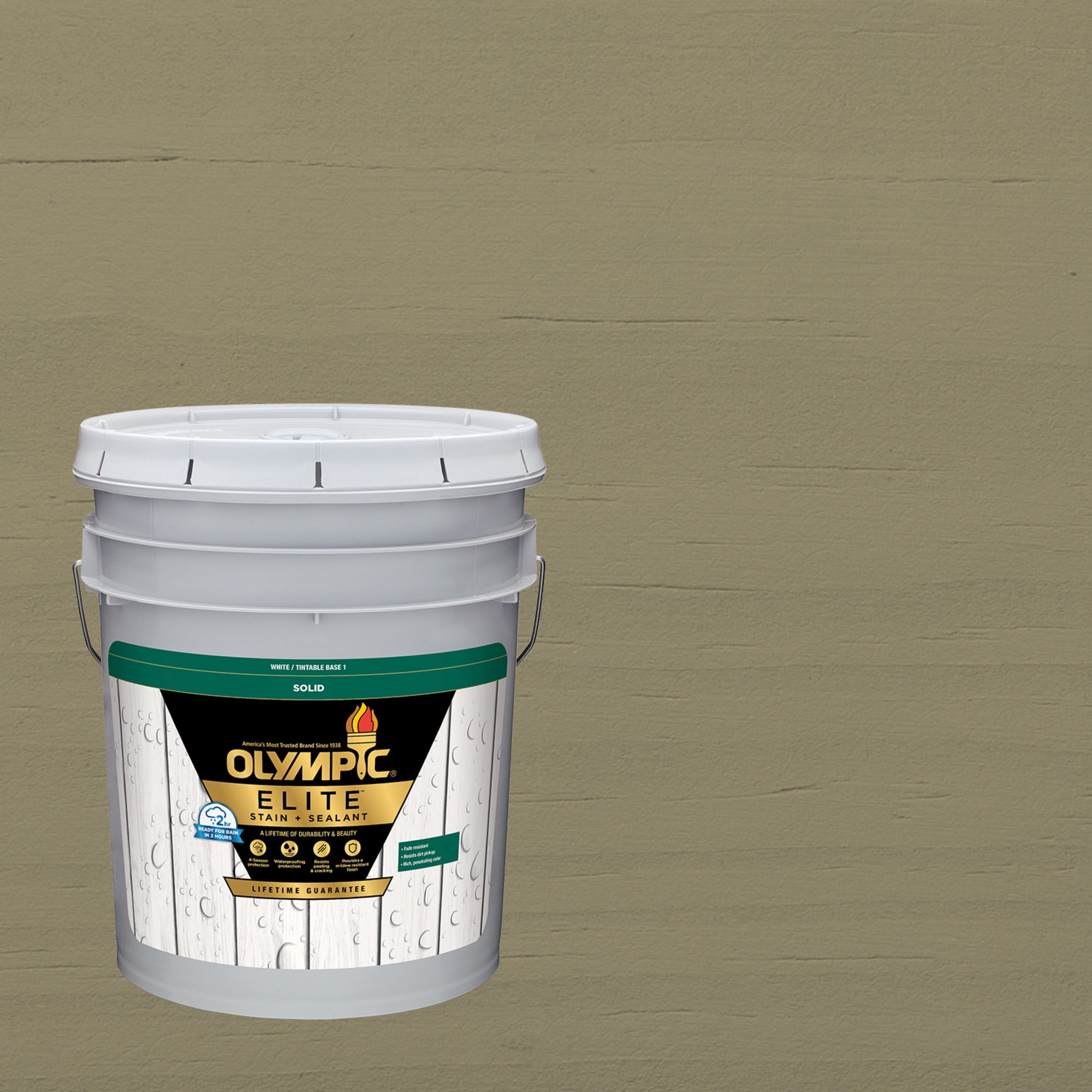 Olympic Elite 5 Gallons SC-1047 Monterey Gray Solid Advanced Exterior Stain and Sealer in One